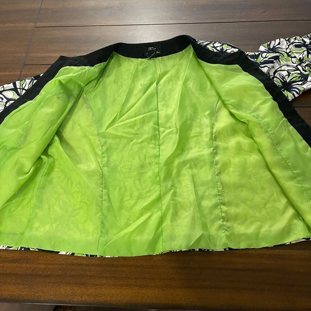 Trenz Women by Thersa Trenz Women's Neon Floral Coat Size 1X Green, Black, White - Picture 6 of 9